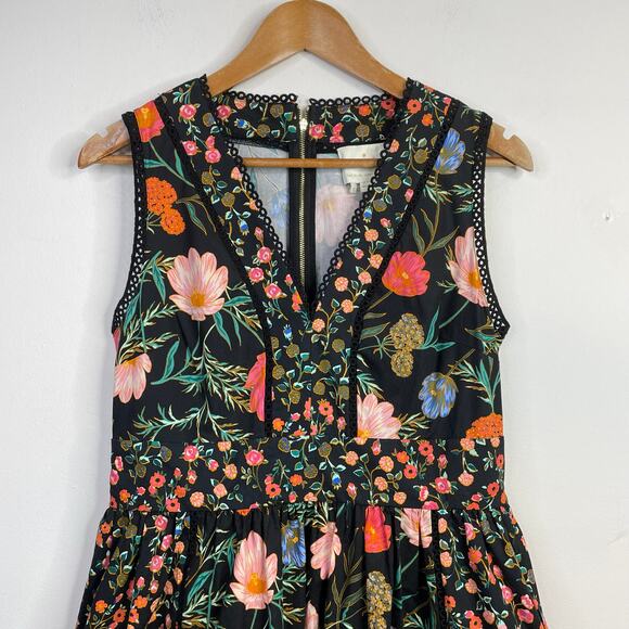 Kate Spade Floral Mixed Blossom Fit-and-Flare Dress Cotton Sleeveless womens 12 - Picture 3 of 16